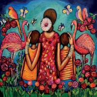 Shazly Khan, Pyar ki jhappi completes our world,  20 x 20 Inch, Acrylic on Canvas, Figurative Paintings, AC-SZK-132